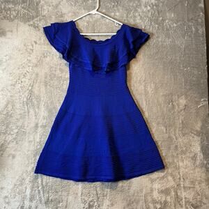 ELIZA J Off The Shoulder Fit & Flare Dress‎ Size Small Blue New